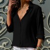 Fashion Women's Summer Casual Long Sleeve V Neck Loose Butterfly Print Blouse Shirt 