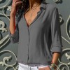 Fashion Women's Summer Casual Long Sleeve V Neck Loose Butterfly Print Blouse Shirt 