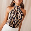 Women Sexy Leopard Off Shoulder Blouse Tops Animal Sleeveless Shirts