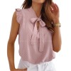 Summer Female Short Sleeves Bow Lace Up Polka Dot Ruffle Pullover Shirts Tops