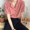 Summer Women Fashion Short Sleeves V Neck Casual Office White Shirts Tops