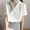 Summer Women Fashion Short Sleeves V Neck Casual Office White Shirts Tops