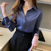 Women White Long Sleeve Shirts Office Lady Silk Blouse Tops Plus Size Shirt 