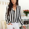 Women Autumn Sexy Casual Striped Long Sleeve Blouses Tops for Office Lady