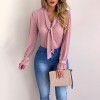 Women Long Sleeve V-Neck Elegant Chiffon Blouses Slim Casual Female Polka Dot Top