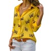 Fashion Women's Summer Casual Long Sleeve V Neck Loose Butterfly Print Blouse Shirt 