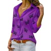 Fashion Women's Summer Casual Long Sleeve V Neck Loose Butterfly Print Blouse Shirt 