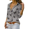 Fashion Women's Summer Casual Long Sleeve V Neck Loose Butterfly Print Blouse Shirt 