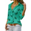 Fashion Women's Summer Casual Long Sleeve V Neck Loose Butterfly Print Blouse Shirt 