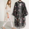 Women Floral Chiffon Shirts Simple Long Sunscreen Blouse Loose Shawl Cardigan Boho Tops