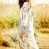 Women Floral Chiffon Shirts Simple Long Sunscreen Blouse Loose Shawl Cardigan Boho Tops