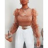 Women Mesh Sheer Chiffon See-through Long Sleeve Top  