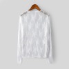 Summer Women Sexy Mesh Lace Floral Embroidery Blouses Elegant See-through Shirt