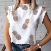 Women Lips Print Tops and Blouse Shirts Ladies Office Stand Neck Pullovers Eye Blusa Tops