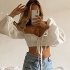 White Balloon Sleeve Elegant Sexy Backless Crop Solid Fashion Women Top 