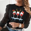 Hollow Out Patchwork Beaded Sheer Mesh Blouse Women O Neck Ruffle Puff Long Sleeve Tops 