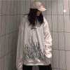 Ladies Flame Print Pullover Hoodie Plus Size Winter Sweatshirt 