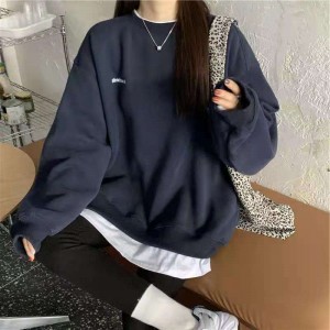 Women's Spring and Autumn New Fashion Splicing Pullover Solid Sweatshirt