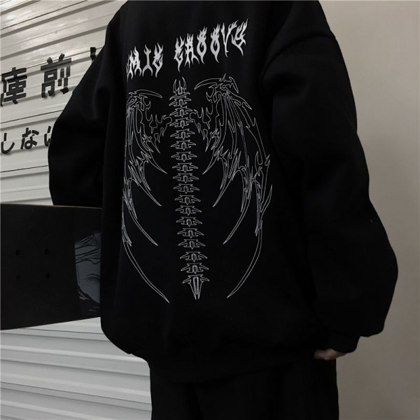 Women Spring Gothic Oversized Hoodie Streetwear  Hip-hop Cool Couple Sweatshirts