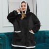 Women Oversized Hoodie Blanket Sleeves Sweatshirt Plaid Fleece Hoody Pocket Sweatshirt 