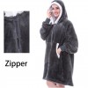 Women Oversized Hoodie Blanket Sleeves Sweatshirt Plaid Fleece Hoody Pocket Sweatshirt 