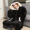 Women Oversized Hoodie Blanket Sleeves Sweatshirt Plaid Fleece Hoody Pocket Sweatshirt 