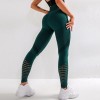 Women Elasticity High Waist Sexy Seamless Gym Leggings Hollow Printed Workout Pants 