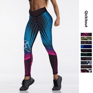 Qickitout 12%spandex Sexy High Waist Elasticity Women Digital Printed Leggings 