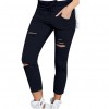 Plus Size Solid Color Drawstring High Waist Pencil Pants Ripped Skinny Leggings 