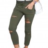 Plus Size Solid Color Drawstring High Waist Pencil Pants Ripped Skinny Leggings 