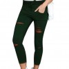 Plus Size Solid Color Drawstring High Waist Pencil Pants Ripped Skinny Leggings 