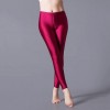 Women Shiny Pant Leggings Solid Color Fluorescent Spandex Elasticity Casual Trousers