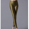 Women Shiny Pant Leggings Solid Color Fluorescent Spandex Elasticity Casual Trousers