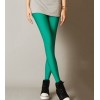 Women Shiny Pant Leggings Solid Color Fluorescent Spandex Elasticity Casual Trousers