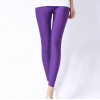 Women Shiny Pant Leggings Solid Color Fluorescent Spandex Elasticity Casual Trousers