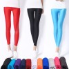 Women Shiny Pant Leggings Solid Color Fluorescent Spandex Elasticity Casual Trousers