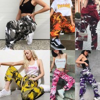 Women 6 Color Camo Cargo Pants High Waist Hip Hop Trousers  Camouflage Long Pants