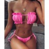 Women Sexy Bikini Pleated Bandeau Swimsuit Mini Thong Bikini Set Bather