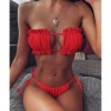 Women Sexy Bikini Pleated Bandeau Swimsuit Mini Thong Bikini Set Bather