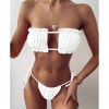 Women Sexy Bikini Pleated Bandeau Swimsuit Mini Thong Bikini Set Bather