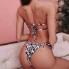 Women Sexy Bikini Pleated Bandeau Swimsuit Mini Thong Bikini Set Bather