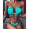 Women Sexy Bikini Pleated Bandeau Swimsuit Mini Thong Bikini Set Bather