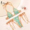 Newest Sexy Bikinis Female Micro Folds Swimwear High Cut Bikini Set String Swimming Suit 