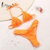 Newest Sexy Bikinis Female Micro Folds Swimwear High Cut Bikini Set String Swimming Suit 