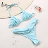 Newest Sexy Bikinis Female Micro Folds Swimwear High Cut Bikini Set String Swimming Suit 