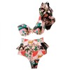 Two-Pieces Women Floral  Padded Bra Ruffles Bandage Bikini Set Swimsuit Beachwear 