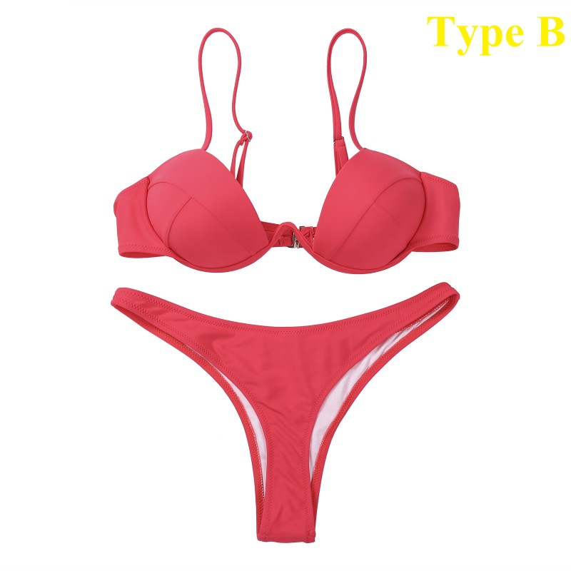 Sexy Push Up Unpadded Brazilian Bikini Set Women 4 Colors Bandage Bikini Set Swimsuit E Swimwear