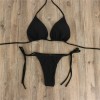 2pcs Bikini Set Padded Bra Women Solid Bandage Swimwear 