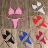 2pcs Bikini Set Padded Bra Women Solid Bandage Swimwear 