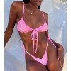 Low Waist Bikini Female Triangle Tow Pieces Swimsuit 2 Piece Suit Push Up Bathing Swimwear 